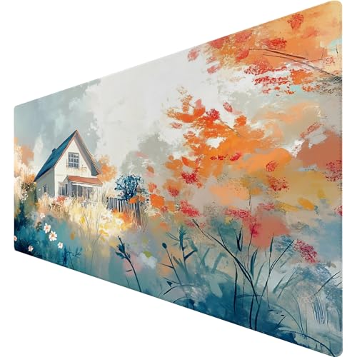 Gaming Mauspad 900x400 mm - rutschfeste Basis, Abriebfester Rand | Schwarze Katze Himmel Meer Muster Design & Hochwertiges Stoffoberfläche, Leicht zu Reinigen Größe Mousepad für Büro/Gamer (9) von SGKITM