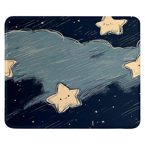 Mauspad 260 x 210mm - Hochwertiger Glattstoff mit Kätzchen Stern Einfach Muster Design | rutschfeste Gummi Basis | Scheuerfester & Abwischbar | Präzise Genähte Kanten Mouse Pad für Gaming/Büro (2) von SGKITM