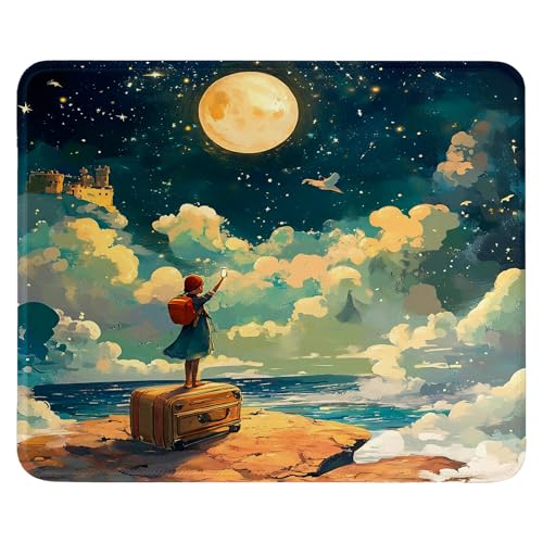 Mauspad 260 x 210mm - Hochwertiger Glattstoff mit Kätzchen Stern Einfach Muster Design | rutschfeste Gummi Basis | Scheuerfester & Abwischbar | Präzise Genähte Kanten Mouse Pad für Gaming/Büro (4) von SGKITM