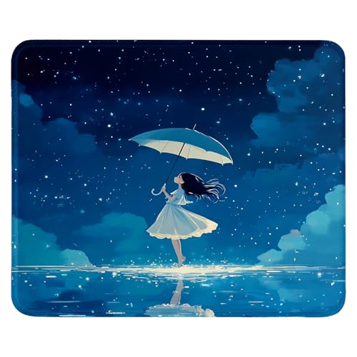 Mauspad 260 x 210mm - Hochwertiger Glattstoff mit Kätzchen Stern Einfach Muster Design | rutschfeste Gummi Basis | Scheuerfester & Abwischbar | Präzise Genähte Kanten Mouse Pad für Gaming/Büro (5) von SGKITM