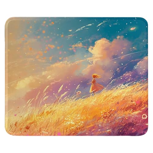 Mauspad 260 x 210mm - Hochwertiger Glattstoff mit Kätzchen Stern Einfach Muster Design | rutschfeste Gummi Basis | Scheuerfester & Abwischbar | Präzise Genähte Kanten Mouse Pad für Gaming/Büro (6) von SGKITM