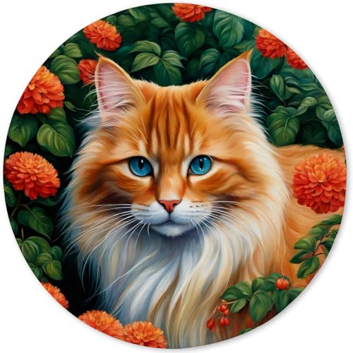Mauspad aus Tuch + Naturkautschuk Anglebige Materialien 220 x 220 x 3mm Vernähte Kanten Wasserdichte Rutschfest Tragbar Runde Mauspads Elegante Katzen Muster Mouse Pad für Gaming, Zuhause, Büro (01) Mauspad aus Tuch + Naturkautschuk Anglebige Materialien 220 x 220 x 3mm Vernähte Kanten Wasserdichte Rutschfest Tragbar Runde Mauspads Elegante Katzen Muster Mouse Pad für Gaming, Zuhause, Büro (01) von SGKITM