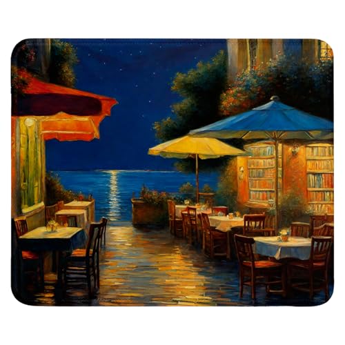 Mauspad aus Tuch + Naturkautschuk Anglebige Materialien 240 x 200 x 3mm Vernähte Kanten wasserdichte rutschfest Tragbar Square Mauspads Buchhandlung Muster Mouse Pad für Gaming, Zuhause, Büro (07) von SGKITM