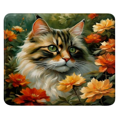 Mauspad aus Tuch + Naturkautschuk Anglebige Materialien 240 x 200 x 3mm Vernähte Kanten wasserdichte rutschfest Tragbar Square Mauspads Elegante Katzen Muster Mouse Pad für Gaming, Zuhause, Büro (08) von SGKITM