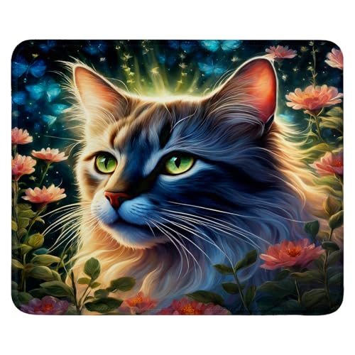 Mauspad aus Tuch + Naturkautschuk Anglebige Materialien 240 x 200 x 3mm Vernähte Kanten wasserdichte rutschfest Tragbar Square Mauspads Elegante Katzen Muster Mouse Pad für Gaming, Zuhause, Büro (07) von SGKITM