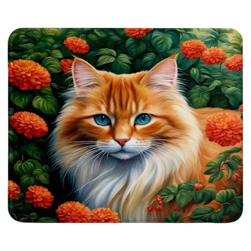 Mauspad aus Tuch + Naturkautschuk Anglebige Materialien 240 x 200 x 3mm Vernähte Kanten wasserdichte rutschfest Tragbar Square Mauspads Elegante Katzen Muster Mouse Pad für Gaming, Zuhause, Büro (06) von SGKITM