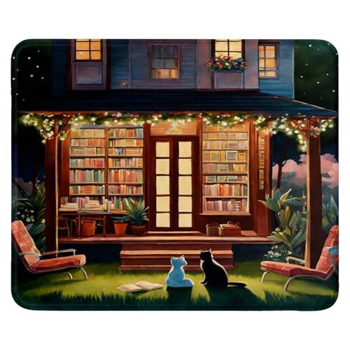 Mauspad aus Tuch + Naturkautschuk Anglebige Materialien 240 x 200 x 3mm Vernähte Kanten wasserdichte rutschfest Tragbar Square Mauspads Elegante Katzen Muster Mouse Pad für Gaming, Zuhause, Büro (05) von SGKITM