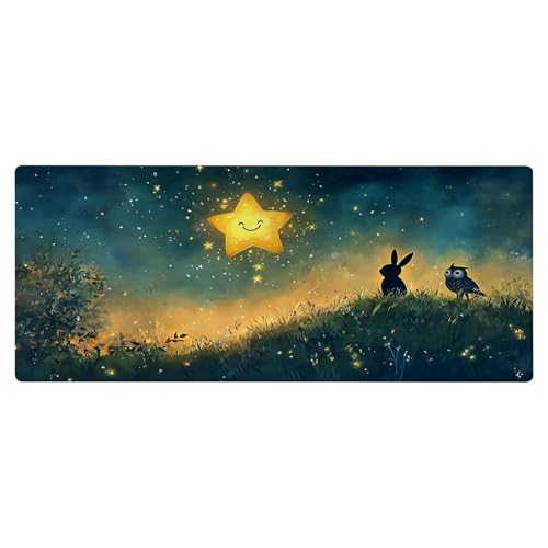 SGKITM Mauspad 800 x 300mm - Katze Himmel Meer Motiv & Rutschfester Basis | Geschmeidige Oberfläche, Präzises Mausgleiten | Präzise Genähte Kanten & Langlebig | XXL Mouse Pad - Tischunterlage (2) von SGKITM