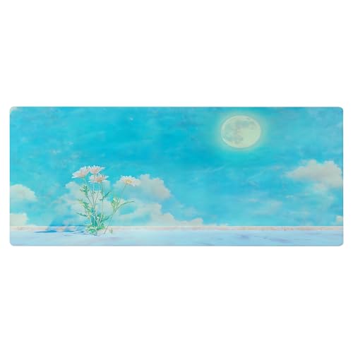 SGKITM Mauspad 800 x 300mm - Katze Himmel Meer Motiv & Rutschfester Basis | Geschmeidige Oberfläche, Präzises Mausgleiten | Präzise Genähte Kanten & Langlebig | XXL Mouse Pad - Tischunterlage (6) von SGKITM