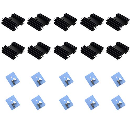 TO220 Kühlkörper, To-220 Kühlkörper-Montagesets, zur Kühlung von MOSFET SCR Leistungsregler IC, LM78XX Spannungsregler, MOSFET-Transistor (25 mm x 34 mm x 12 mm), Schwarz von SGTKJSJS