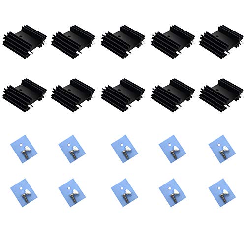 TO220 Kühlkörper, To-220 Kühlkörper-Montagesets, für Kühlung MOSFET SCR Power Regulator IC, LM78XX Spannungsregler, MOSFET Transistor (25 mm x 34 mm x 12 mm), schwarz von SGTKJSJS