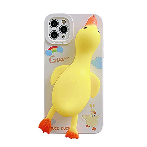 SGVAHY Cute Case Kompatibel mit iPhone 12, Creative Fun 3D Cartoon Soft Squeezable Duck Design mit Ständer Silikon Bumper Stoßfest Schutzhülle (Gelb, iPhone 12) von SGVAHY