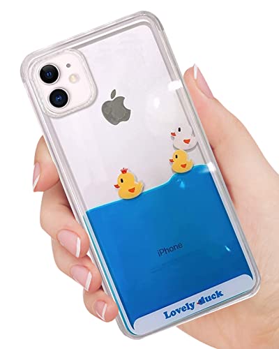 SGVAHY Handyhülle für iPhone 12 Pro Hülle, 3D Dynamic Blue Liquid Floating Ducks and Pirat Ship Soft Silicone Bumper Quicksand Hard Back Case for iPhone 12 Pro von SGVAHY