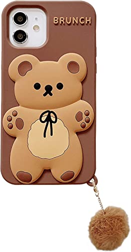 SGVAHY Schutzhülle für iPhone 14, niedlicher Teddybär, Cartoon-Handyhülle mit Schlüsselanhänger, stoßdämpfend, leicht, Silikon, Stoßfänger, für Damen und Mädchen, Bär, brauner Haarball SGVAHY Schutzhülle für iPhone 14, niedlicher Teddybär, Cartoon-Handyhülle mit Schlüsselanhänger, stoßdämpfend, leicht, Silikon, Stoßfänger, für Damen und Mädchen, Bär, brauner Haarball von SGVAHY
