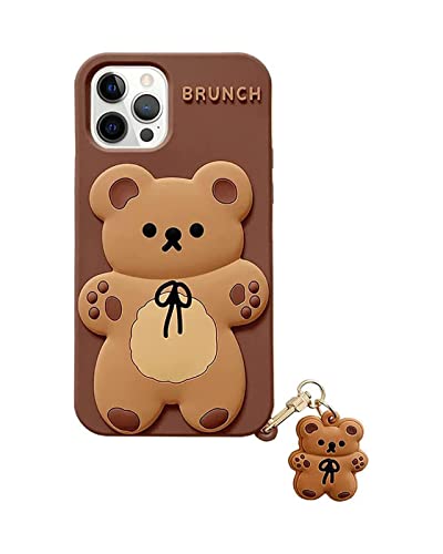 SGVAHY iPhone 15 Pro Max Hülle Niedliche Cartoon Bär Design Silikon Stoßfest Schutzhülle Cover mit Schlüsselanhänger für Frauen von SGVAHY