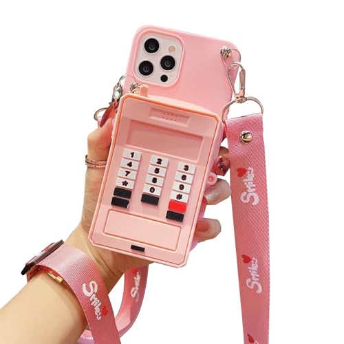 SGVAHY Schutzhülle für iPhone 15 Plus mit Umhängeband, niedliches Retro-Design, klassisch, Handy, rosa Münzbörse, lustige Handyhülle, Kawaii, weiches Silikon, stoßfest, für Damen und Mädchen von SGVAHY