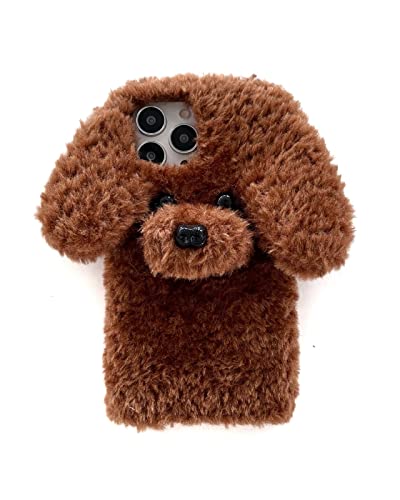 SGVAHY Pelzige Schutzhülle für iPhone XR, niedliches Teddy, braunes Fell, flauschig, weich, warm, Plüsch, Fuzzy mit Bling Glitzer, Schutzhülle für Frauen und Mädchen von SGVAHY
