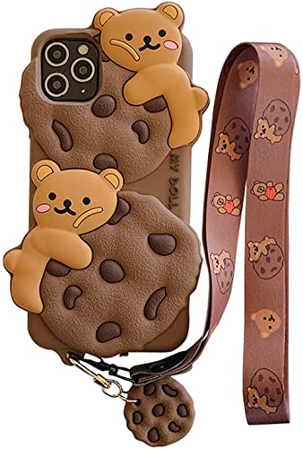 SGVAHY Kawaii Handyhüllen für iPhone 14 Pro Max Hülle mit Umhängeband Schlüsselanhänger iPhone 14 Pro Max Hülle Niedlich Cartoon Bär Cookie Phone Case Weiches Silikon Stoßfest Schutzhülle für Frauen von SGVAHY