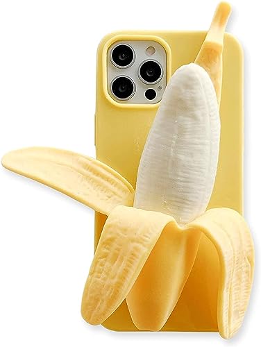 SGVAHY Niedliche 3D Cartoon Hülle Kompatibel mit iPhone 14 Pro Max, Einzigartiges Lustiges Bananen-Design Weiche Dekompressionssilikon Hülle Ultradünne rutschfeste Stoßfeste Schutzhülle für iPhone 14 von SGVAHY