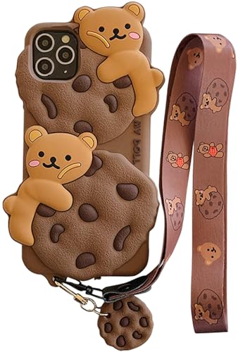 SGVAHY Schutzhülle für iPhone 16 Pro Max mit Band, Schlüsselband, Schlüsselanhänger, niedlicher Bär, Keks, Kawaii, lustig, weiches Silikon, stoßfest, Schutzhülle für Frauen und Mädchen SGVAHY Schutzhülle für iPhone 16 Pro Max mit Band, Schlüsselband, Schlüsselanhänger, niedlicher Bär, Keks, Kawaii, lustig, weiches Silikon, stoßfest, Schutzhülle für Frauen und Mädchen von SGVAHY