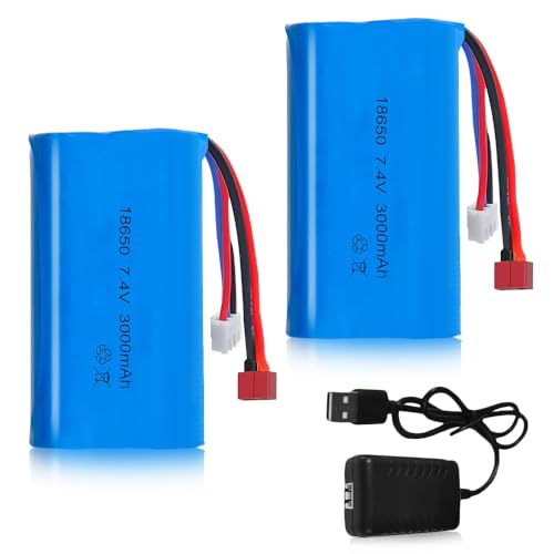 SGZIOO 2PCS 7.4V 3000mAh Li-ion Akku, Wiederaufladbare RC Akku 7.4v mit XH-3P Stecker und USB Ladegerät, 18560 Li-ion Battery für RC Drone Fahrzeuge Roboter Boat Airplane Monstertruck Quadcopter SGZIOO 2PCS 7.4V 3000mAh Li-ion Akku, Wiederaufladbare RC Akku 7.4v mit XH-3P Stecker und USB Ladegerät, 18560 Li-ion Battery für RC Drone Fahrzeuge Roboter Boat Airplane Monstertruck Quadcopter von SGZIOO