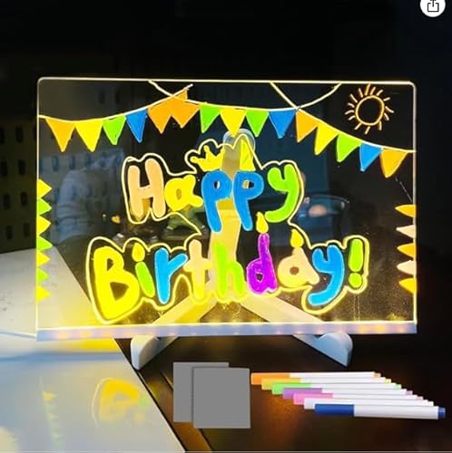 SGZIOO LED Notiztafel mit Farben, 30cmx20cm Led Note Board with Colors mit Ständer & 7 Farbstiften, Nachrichtentafel mit Ledlight, Acryl Notiztafel, Kritzellicht Tafel für Schlafzimmer Büro Dekor SGZIOO LED Notiztafel mit Farben, 30cmx20cm Led Note Board with Colors mit Ständer & 7 Farbstiften, Nachrichtentafel mit Ledlight, Acryl Notiztafel, Kritzellicht Tafel für Schlafzimmer Büro Dekor von SGZIOO