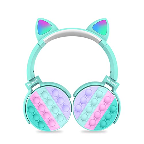 SH-RuiDu Kopfhörer mit Katzenohren, Bluetooth-Kopfhörer mit integriertem Mikrofon, Over-Ear-Headset mit Anti-Angstblasen-Spielzeug für PC, Laptop, Smartphone von SH-RuiDu