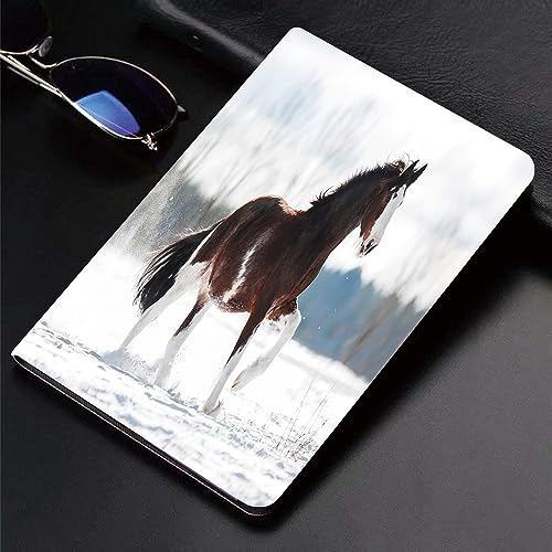 Hülle für kompatibel iPad 9./8./7.Hülle für 10.2,Aktives Clydesdale-Pferd Läuft Galopp Auf Snowy Black Cold Equestrian Design,Ultradünne Soft TPU Rückseite Abdeckung Schutzhülle mit von SHAARI