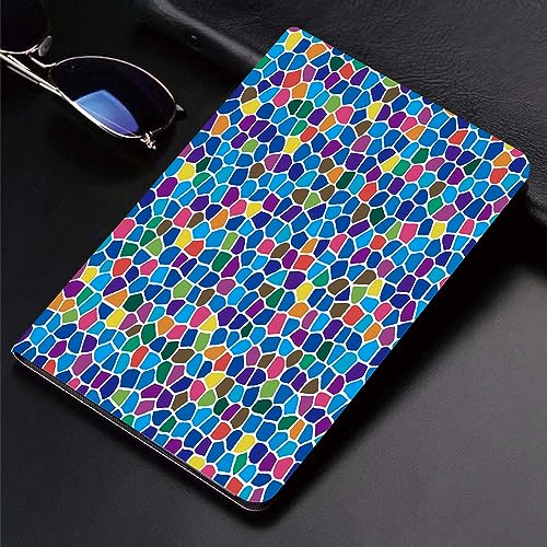 Hülle für kompatibel iPad 9./8./7.Hülle für 10.2,Modernes Dekor, Leuchtend Bunte Regenbogen-Mosaik-Designformen in Blau-Gelb v,Ultradünne Soft TPU Rückseite Abdeckung Schutzhülle mit von SHAARI