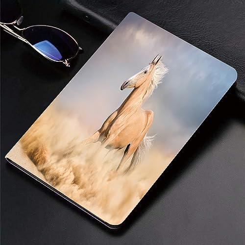 Hülle für kompatibel iPad 9./8./7.Hülle für 10.2,Palomino-Pferd in der Sandwüste mit Langen blonden männlichen Haaren und Schwanzkraft,Ultradünne Soft TPU Rückseite Abdeckung Schutzhülle mit von SHAARI
