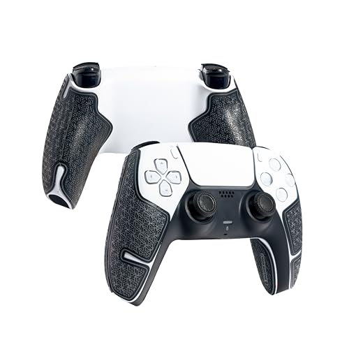 Controller-Griffe für PS5 DualSense, kompatibel mit Playstation Portal, Skin-Kit, Anti-Rutsch, Multi-Textur, Schweißabsorption, vorgefertigte Griffstreifen, von SHADOW BOOLT (Grau & Schwarz) von SHADOW BOOLT