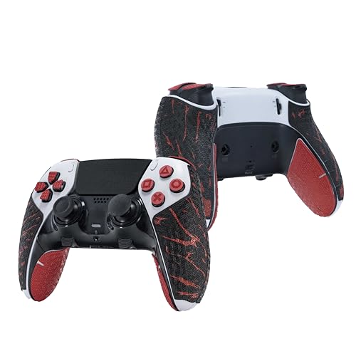 Controller Grips for PS5 DualSense Edge, Skin kit, Anti-Rutsch, Multi-Textur, Schweißabsorption, Vorgefertigte Griffstreifen, von SHADOW BOOLT (Schwarz & Rot) von SHADOW BOOLT