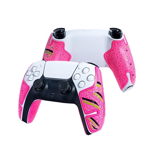SHADOW BOOLT Controller-Griffe für PS5 DualSense, kompatibel mit PlayStation Portal, Skin-Kit, Anti-Rutsch, Multi-Textur, Schweißabsorption, vorgefertigte Griffstreifen, (Pink, Grün & Silber) von SHADOW BOOLT