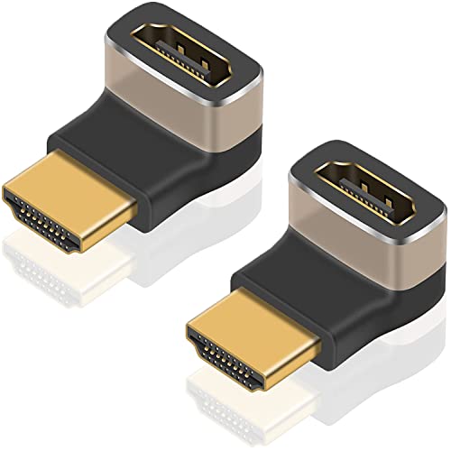 SHAFI® 2 Stück 8K HDMI 270 Grad Adapter - Vergoldete Rechtwinklige HDMI-Stecker - Unterstützt Gerades Kabel auf Rechtwinkligen HDMI Kabel - 8K HDMI 2.1 Rechtwinkliger Adapter - 2 x 270Grad von SHAFI