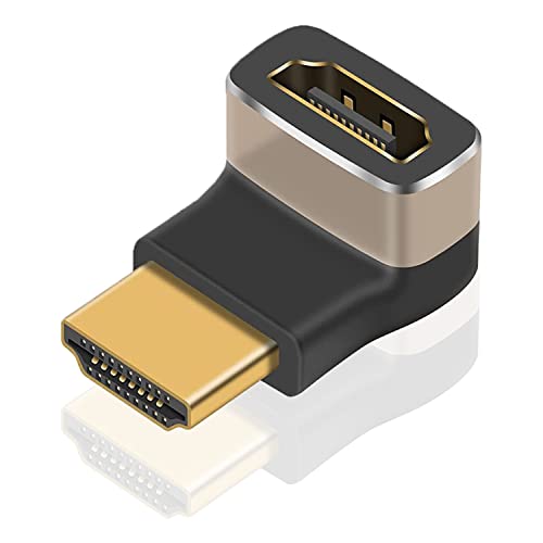 SHAFI® 8K HDMI 270 Grad Adapter - Vergoldete Rechtwinklige HDMI-Stecker - Unterstützt Gerades Kabel auf Rechtwinkligen HDMI Kabel - 8K HDMI 2.1 Rechtwinkliger Adapter - 1 x 270Grad von SHAFI