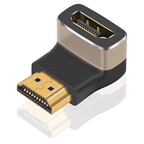 SHAFI® 8K HDMI 90 Grad Adapter - Vergoldete Rechtwinklige HDMI-Stecker - Unterstützt Gerades Kabel auf Rechtwinkligen HDMI Kabel - 8K HDMI 2.1 Rechtwinkliger Adapter - 1 x 90Grad von SHAFI