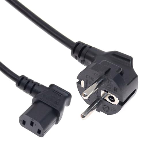 SHAFI® Kaltgerätekabel 1.8M Netzkabel 3 Polig - IEC Kabel C13 Buchse und 90° Schutzkontaktstecker Typ F CEE 7/7 - Euro Stecker Winkel Monitor Power Cable Beamer Drucker PSU PC Stromkabel - 1.8 Meter von SHAFI