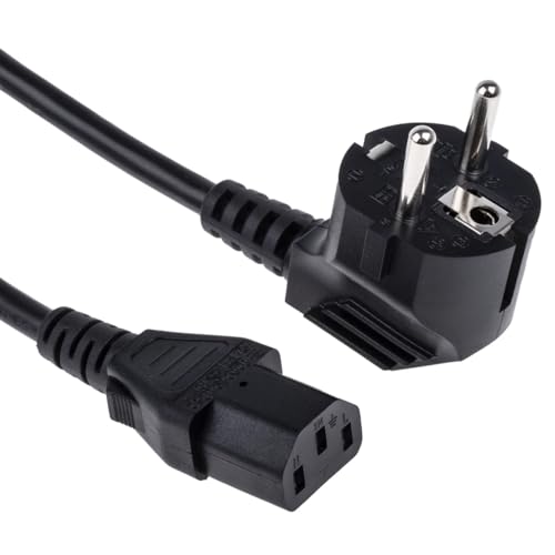 SHAFI® Kaltgerätekabel 3M - Gewinkelt Typ F CEE 7/4 Schuko an C13 Kaltgerätebuchse Gerade - Euro Stecker Winkel Netzkabel Computer Monitor Power Cable Beamer PSU Reines Kupfer PC Stromkabel - 3 Meter von SHAFI