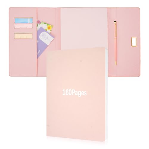 Notizbuch A5, HAIDOJIO Rosa Journal Notizbuch, 160 Seiten Hardcover PU A5 Tagebuch mit Stift und Stifthalter, Nachfüllbares Notizbuch A5 Liniert für Schulbüro Frauen Notizen Planung-21.8cm*15cm von SHAIDOJIO