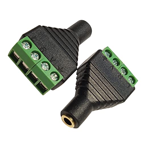 SHANFEILU 3,5 mm 1/8 Zoll 4-polige Buchse TRRS Stereo Audio Video auf 4 Schrauben lötfreie Terminal Buchse Kopfhörer Ersatz AUX Balun Konverter Adapter 2 Stück von SHANFEILU