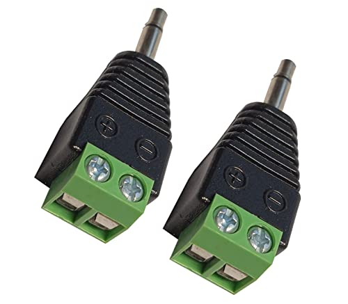 SHANFEILU 3,5 mm TS Mono Stecker auf 2 Pin Schraubklemme Buchse 1/8 Zoll TS Audio Stecker AUX Kopfhörer lötfrei Balun Konverter Adapter 2 Stück von SHANFEILU