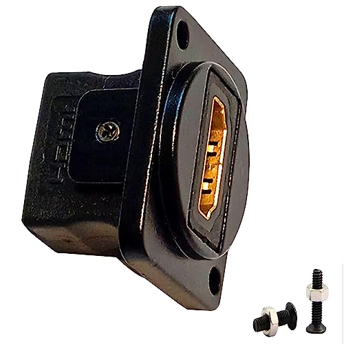 SHANFEILU HDMI Straight D Type Panel Mount Adapter Connector Extender Socket Series D-Type HDMI Coupler Female to Female Glod Plated Connector with Screws von SHANFEILU