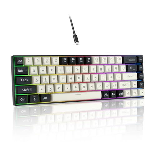 SHANGZHAOYUAN Gaming Tastatur, Ultra-Compact Mini 68 Tasten Anti-Ghosting, RGB-Beleuchtung Tastatur Kabelgebunden mit Red Switch, 60% Mechanische Tastatur QWERTY US Layout für PC Windows Gamer Typist von SHANGZHAOYUAN