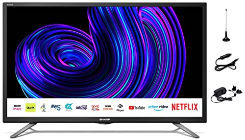 SHARP 24EE2UM HD Ready Smart LED Fernseher, 24 Zoll (61 cm), 12 V/24 V, Wohnwagen, Wohnmobil, Boot, LKW, Schwarz von SHARP