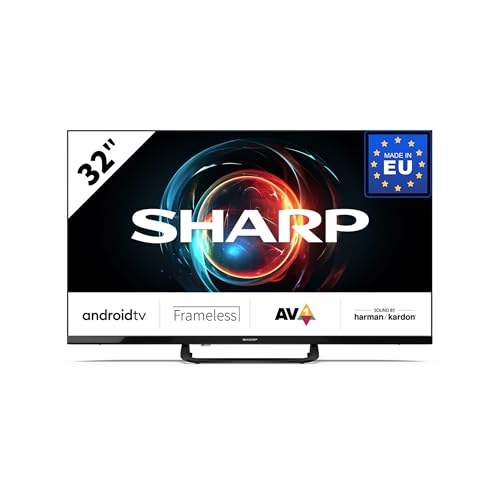 SHARP 32FH8EA - 32 Zoll Fernseher (80 cm) Full HD Android TV - Gaming & Streaming LED Smart TV ohne Rahmen (HDMI ARC, Receiver, Chromecast, Bluetooth) - Netflix, Prime, Disney+, Apple TV von SHARP