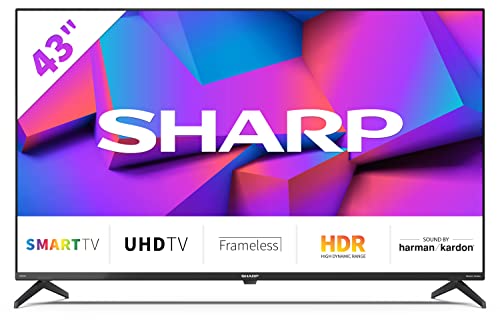 SHARP 43FK2E Frameless 4K Ultra HD Smart Fernseher 108 cm (43 Zoll), Amazon Video, DTS Virtual, HDR10, HLG, Bluetooth, Schwarz von SHARP