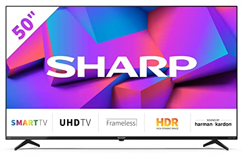 SHARP 50FK2E Frameless 4K Ultra HD Smart Fernseher 126 cm (50 Zoll), Amazon Video, DTS Virtual, HDR10, HLG, Bluetooth, Schwarz von SHARP