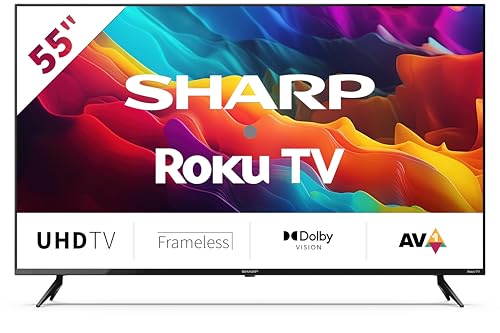 SHARP 55FJ2E 4K UHD Smart TV, (139 cm/55 Zoll, Roku TV nur in Deutschland verfügbar, Rahmenlos, HDR10, Dolby Digital) von SHARP