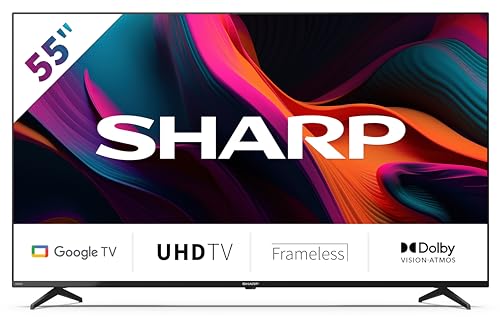 SHARP 55GL4260E Google TV 139 cm (55 Zoll) 4K Ultra HD Google TV (Smart TV ohne Rahmen, Dolby Atmos, Dolby Vision, HDMI 2.1 mit eARC) von SHARP