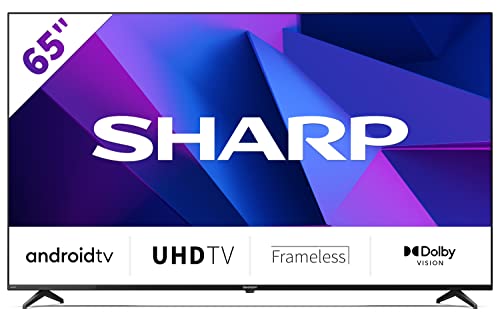 SHARP 65FN6E Android Frameless TV 164 cm (65 Zoll) Fernseher, 4K Ultra HD LED, Google Assistant, Amazon Video, Dolby Vision, HDR10, HLG, Bluetooth, schwarz von SHARP